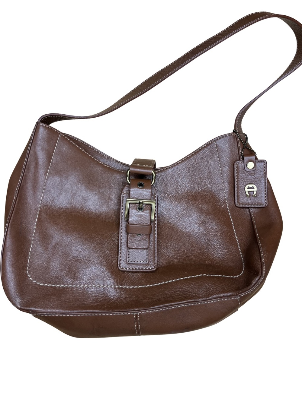 Etienne Aigner Brown Leather Shoulder Hobo Bag